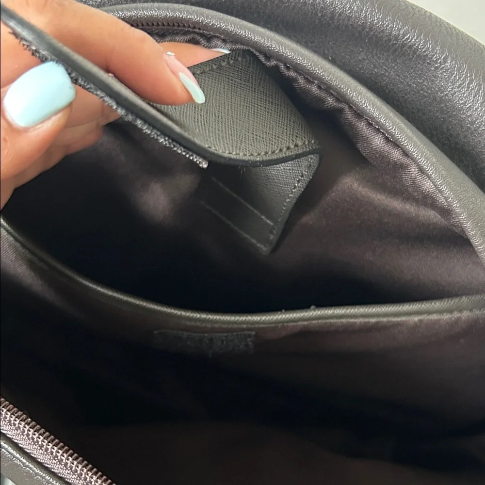 Ted Baker faux leather backpack in dark brown with bold stripe detail!